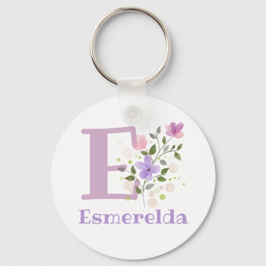 Sleutelhanger of Key Fob in een Floral Design met (Voorkant)