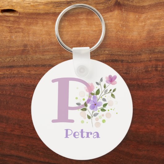 Sleutelhanger of Key Fob in een Floral Design met (Voorkant)