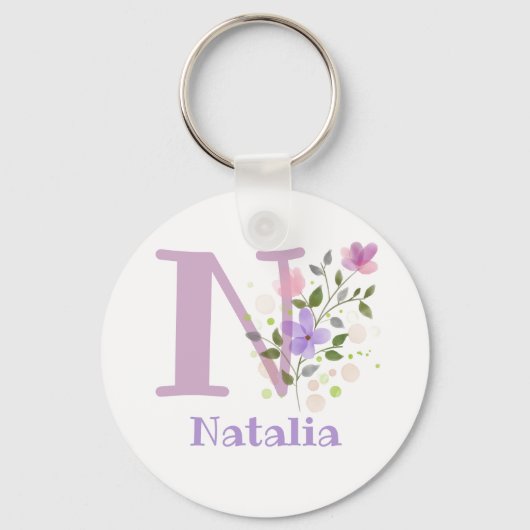 Sleutelhanger of Key Fob in een Floral Design met (Voorkant)