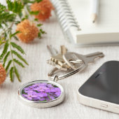 Sleutelhanger paarse bloemen (Zijkant)