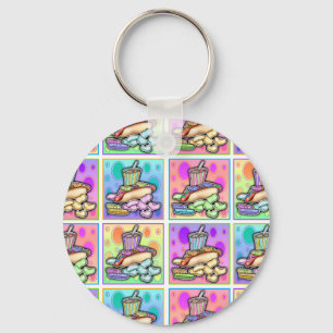 Sleutelhanger - Pop Art Hotdog met Chips en een Dr