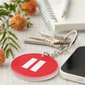 Sleutelhanger rode en witte Button (Voorkant Rechts)