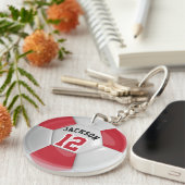 Sleutelhanger Rode en Witte Team Voetbal ⚽ Ball (Voorkant Rechts)