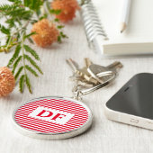 Sleutelhanger Rode/witte strepen (Zijkant)