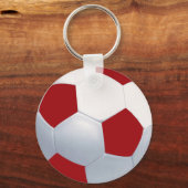 Sleutelhanger rood en wit Voetbal (Voorkant)