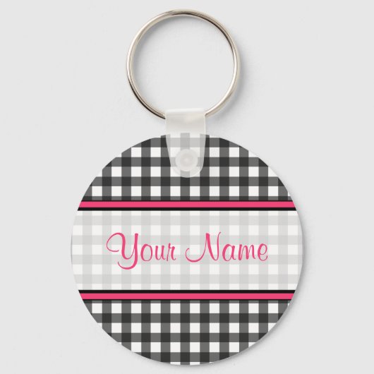 Sleutelhanger van Charcoal Gray Gingham (Voorkant)