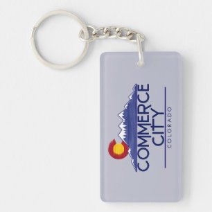 Sleutelhanger van Commerce City Colorado hout berg