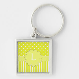 Sleutelhanger van de Gele Polka Dot en Stripes Mon