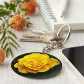 Sleutelhanger van gele roos (Zijkant)