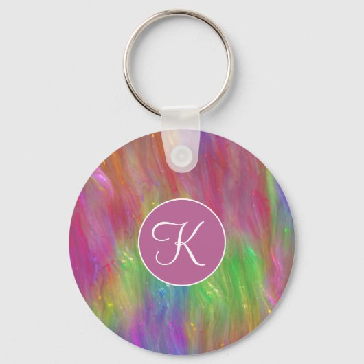 Sleutelhanger van gesmolten regenboogglas (Voorkant)