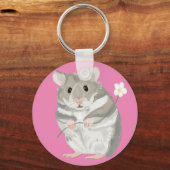 Sleutelhanger van grijze en witte hamster (Voorkant)