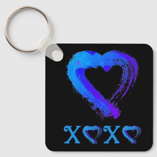 Sleutelhanger van het hart XOXO-metaal (Voorkant)