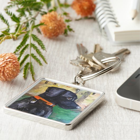 Sleutelhanger van het zoete zwarte lab door Willow (Zijkant)