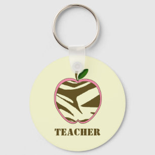 Sleutelhanger van leerkrachten - Zebra Print Apple