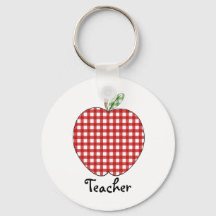 Sleutelhanger van leraar - Red Gingham Apple