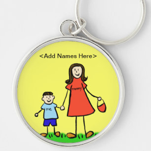 Sleutelhanger van mama en mij (Brunette past namen