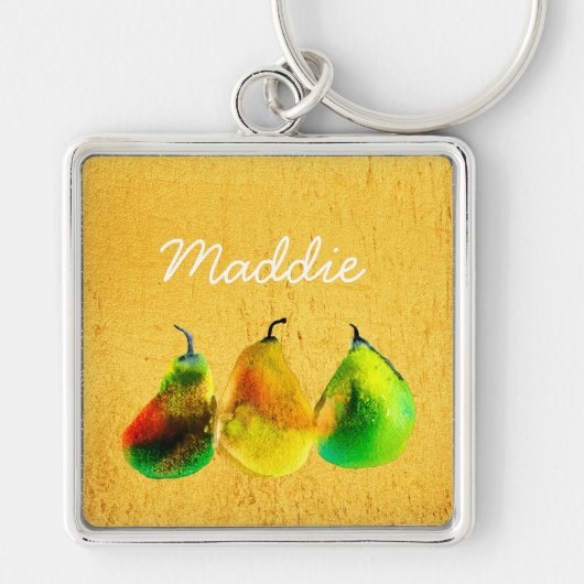 Sleutelhanger van peren waterverf, groene vruchten (Voorkant)