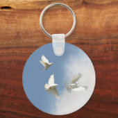 Sleutelhanger van vliegende witte duven (Voorkant)