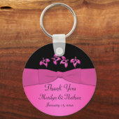 Sleutelhanger van zwarte en roze Floral (Voorkant)