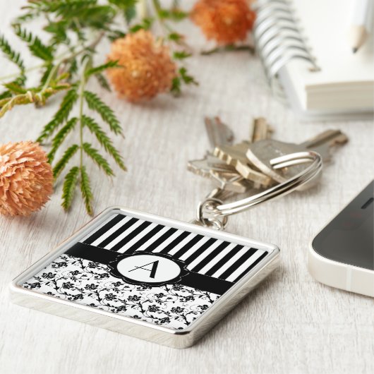 Sleutelhanger van zwarte en witte flessen met stri (Zijkant)