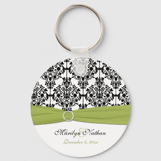 Sleutelhanger voor groene, witte en zwarte Damask (Voorkant)