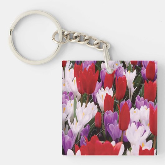 Sleutelhanger voor kleurrijke Tulp Flowers (Voorkant)