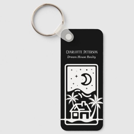 Sleutelhanger voor zwart-wit Real Estate Agent (Voorkant)