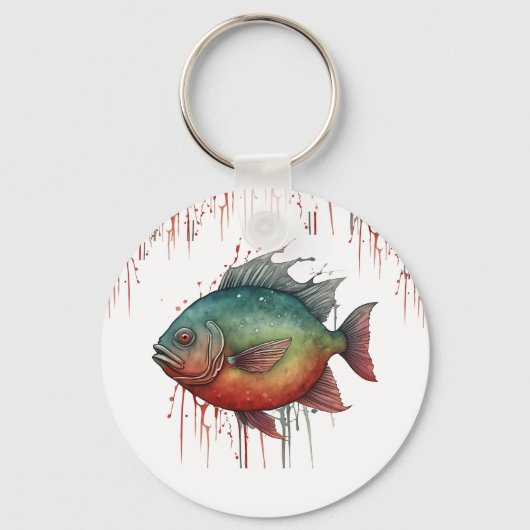 Sleutelhanger - Waterverf Serie: Piranha (Voorkant)