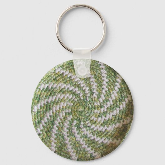 Sleutelhanger - White Spiral on Green (Voorkant)