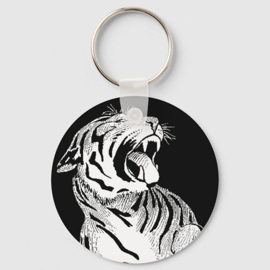SLEUTELHANGER White Tiger Aggressive Big Cat Snarl (Voorkant)