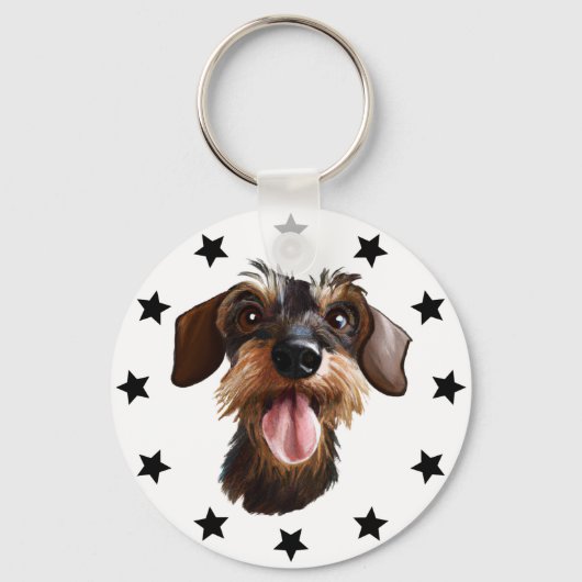 Sleutelhanger Wirehaire Dachshund Stars (Voorkant)