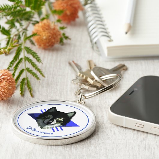 Sleutelhanger-Yellowstone Wolf Sleutelhanger (Zijkant)