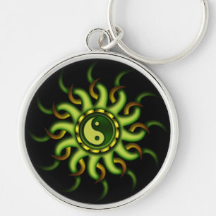 Sleutelhanger, Yin Yang Sun, Gold Green Sleutelhanger