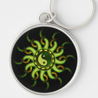 Sleutelhanger, Yin Yang Sun, Gold Green Sleutelhanger