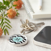 Sleutelhanger zwart-wit Chevron Pattern (Zijkant)