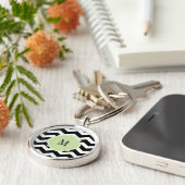 Sleutelhanger zwart-wit Chevron Pattern (Zijkant)