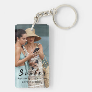 Sleutelhangers met foto-collage van zusters – deze