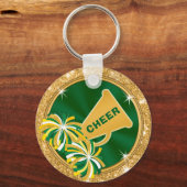 Sleutelhangers met groene en goudkoorts, Jouw teks (Achterkant)