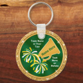 Sleutelhangers met groene en goudkoorts op maat (Voorkant)