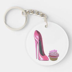 sleutelketen roze Stiletto en Cupcake Sleutelhanger