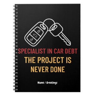 Sleutelkunst voor de auto Het project is nooit af Notitieboek