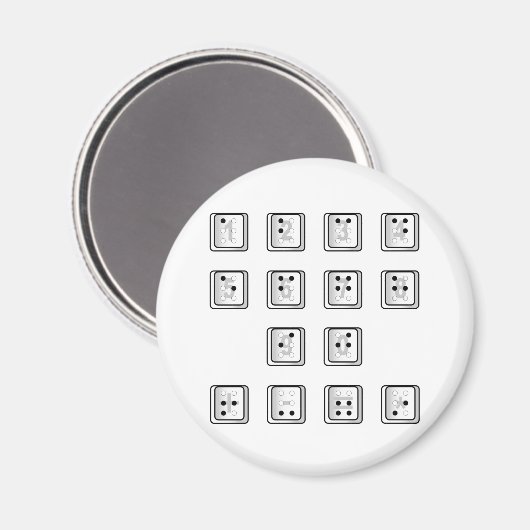Sleutelnummers van de braille-computer magneet (Voorkant / Achterkant)