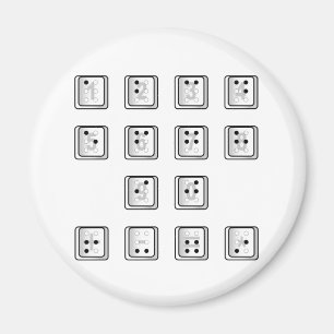Sleutelnummers van de braille-computer magneet
