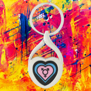 Sleutelring Hart van Trans Pride Sleutelhanger