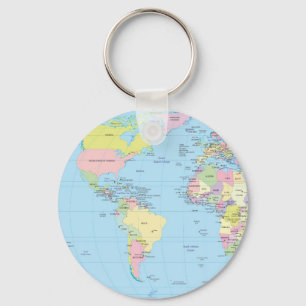 Sleutelring met Wereldkaart Sleutelhanger