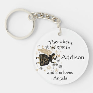 Sleutels Aangepaste naam houdt Angels van Sleutelhanger