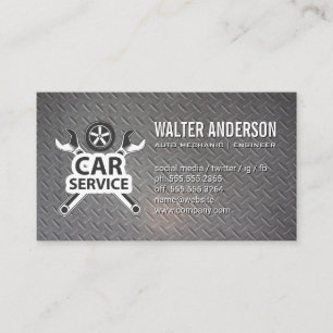 Sleutels en band Auto Service Logo Metaal Visitekaartje