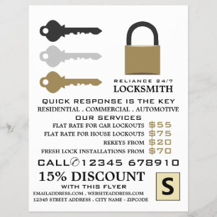Sleutels & Hangslot, Slotensmid Reclamefolder Flyer