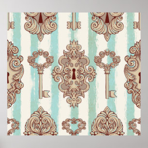  sleutels, sloten: vrij handpatroon. poster