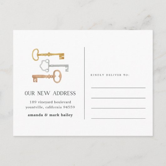  sleutels | Verplaatsingsaankondiging Aankondigingskaart (Achterkant)